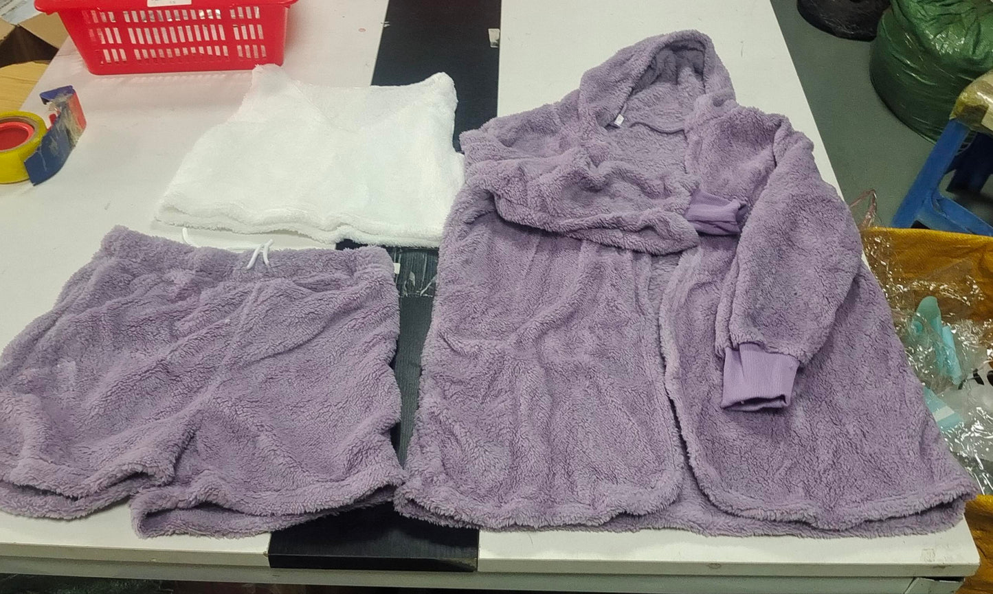 Long Sleeve Crop Tank Top And Drawstring Shorts Pajama Set